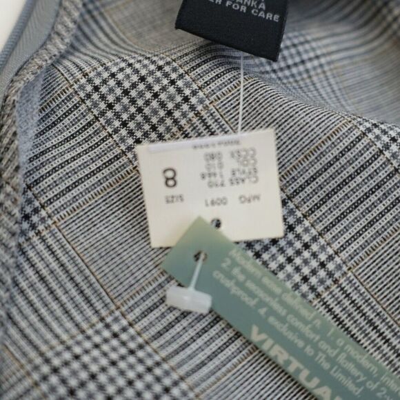 NEW The Limited Stretch Gray Glen Plaid Brown‎ Windowpane Skirt Size 8 Polyester - Picture 6 of 7